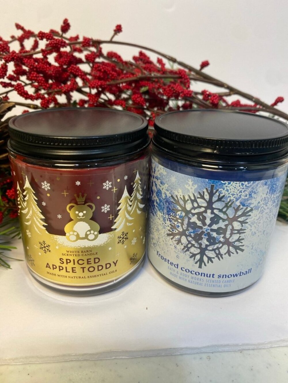 BBW Single Wick Candle Duo Spiced Apple Toddy & Frosted Coconut